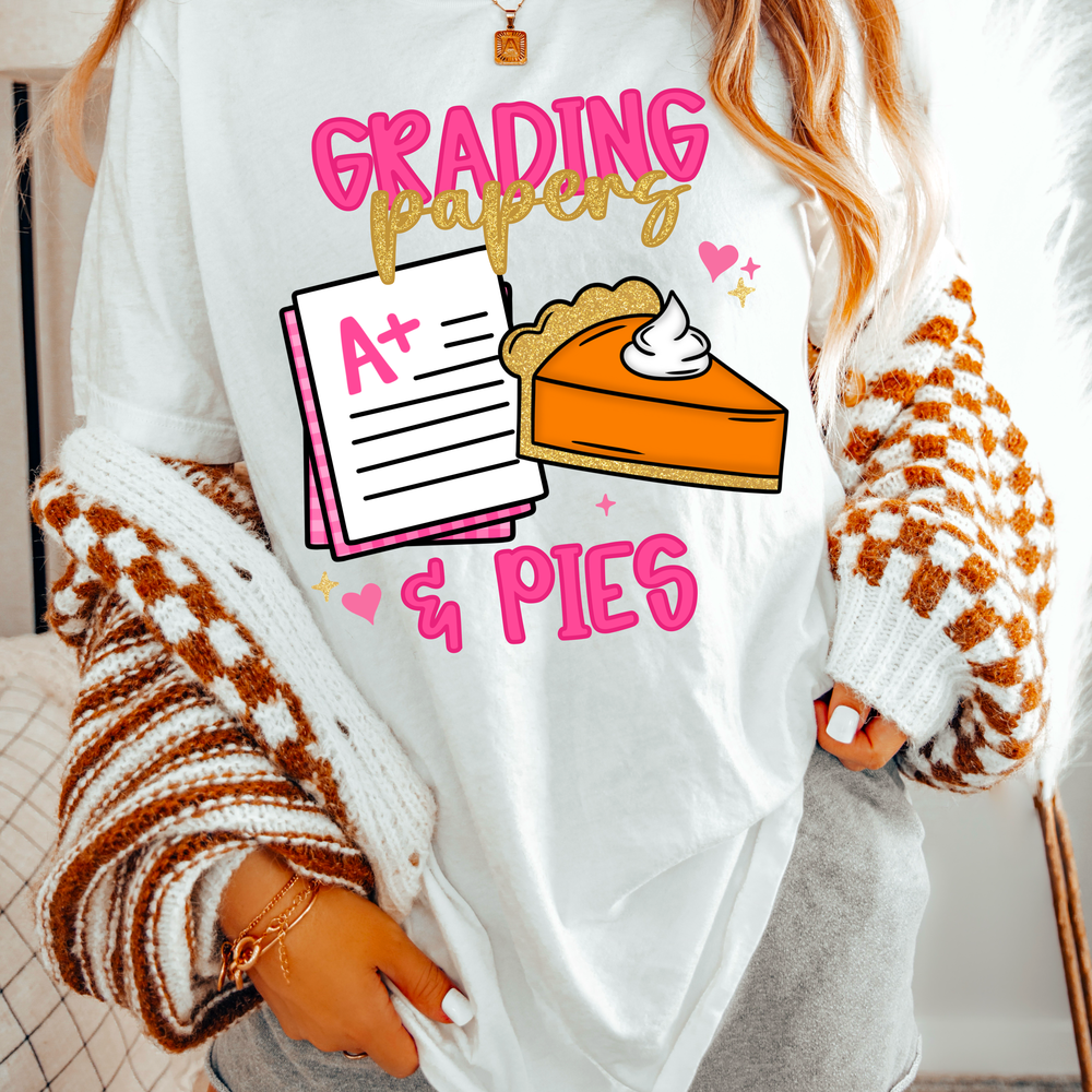GRADING PAPERS AND PIES