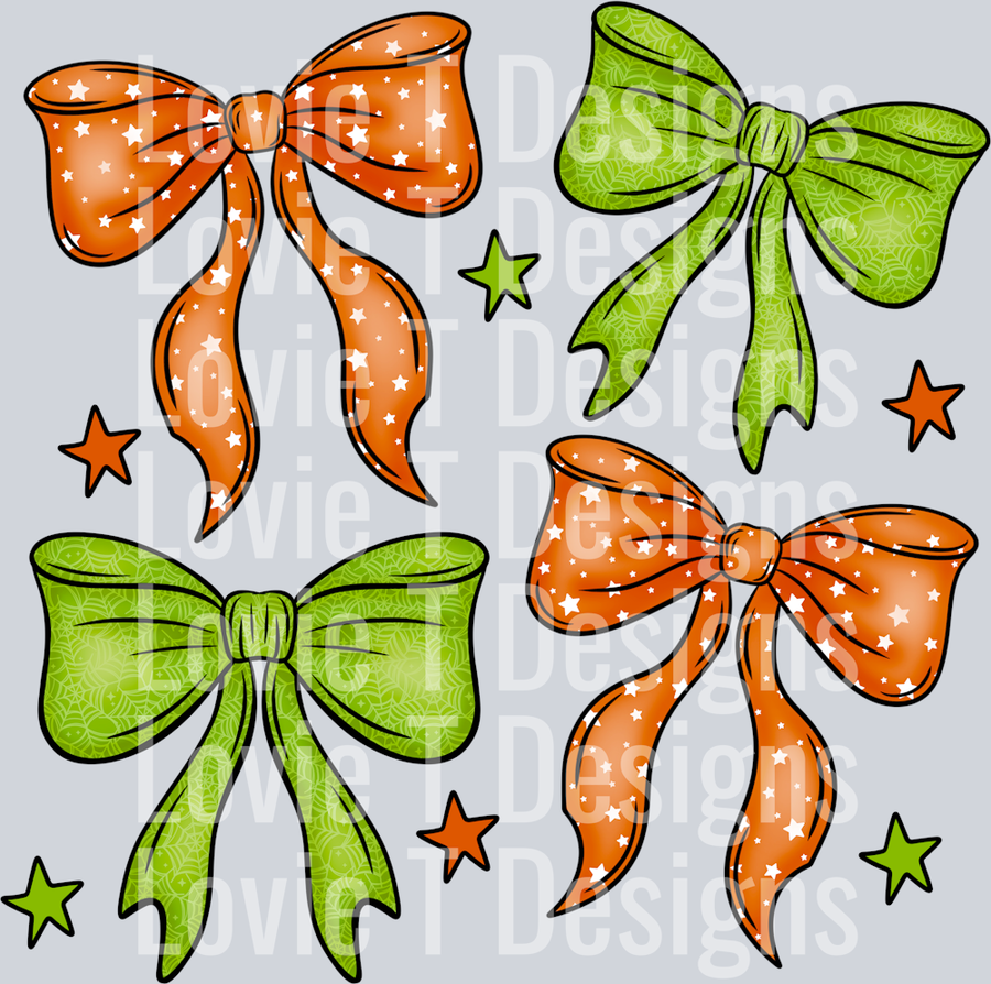 GREEN AND ORANGE BOWS