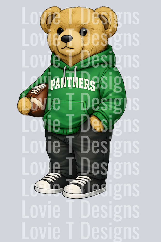 GREEN HOODIE BEAR PANTHERS