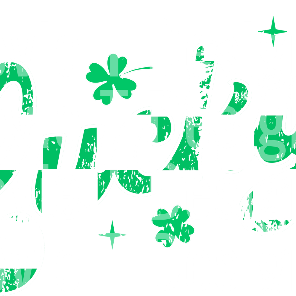 greenchechered retro lucky white outline