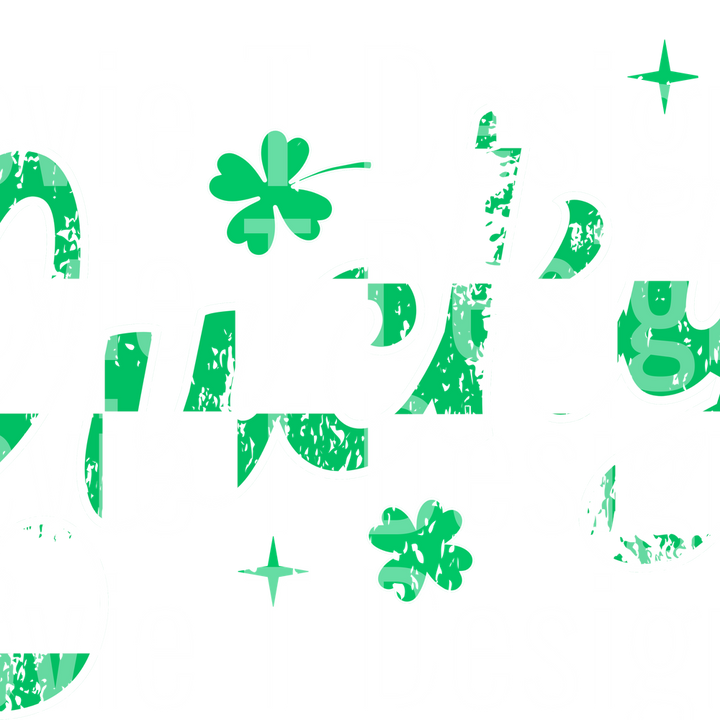 greenchechered retro lucky white outline