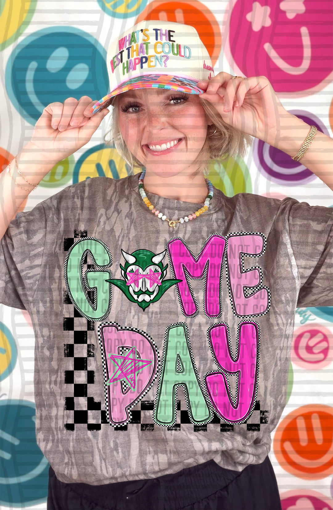 Green Devils Game Day Starry Eyes mascot DTF transfer
