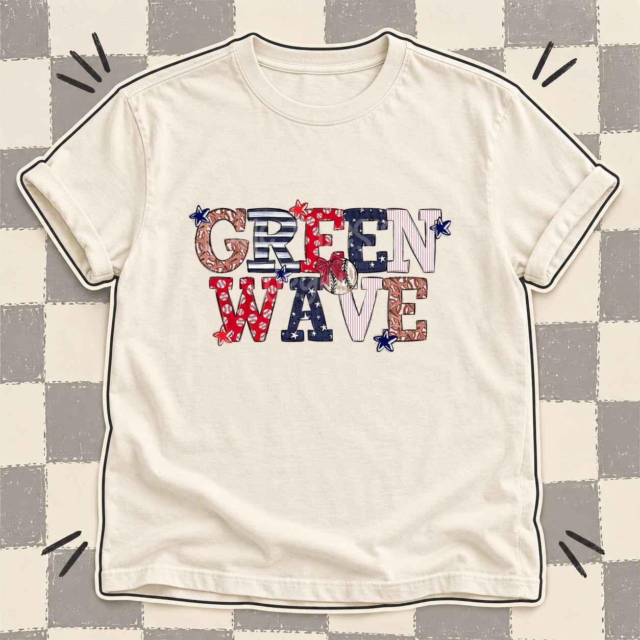 Mixed Doodle Baseball Mascots – Ballpark Classic Green Wave design