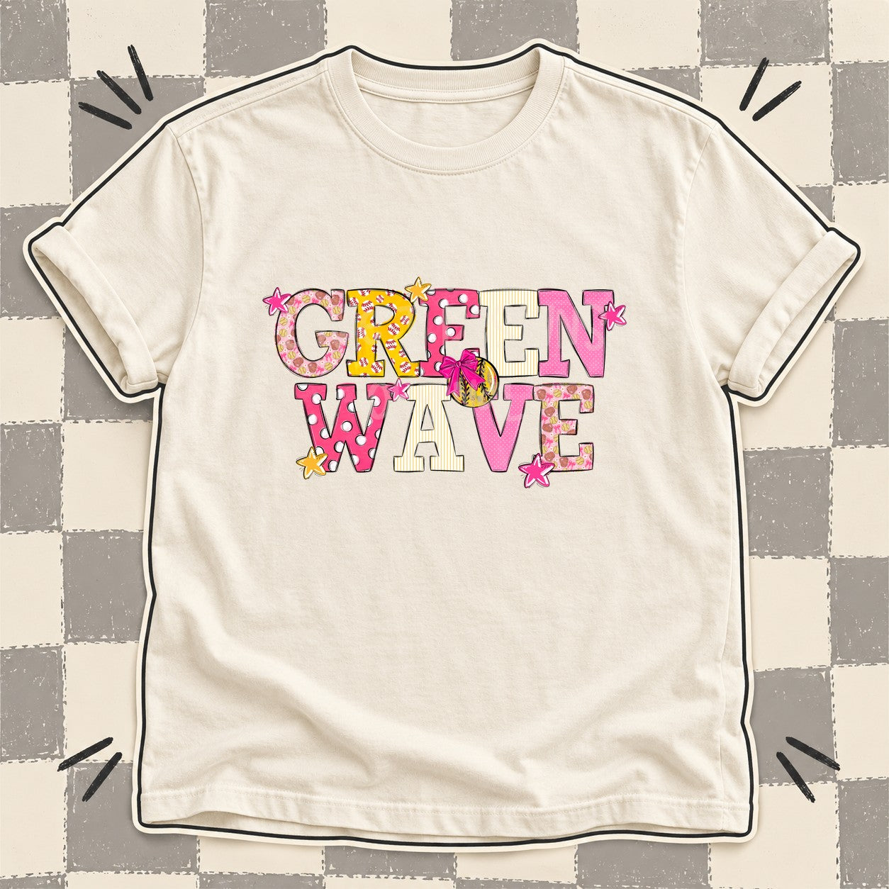 Mixed Doodle Softball Mascots – Sweet Softball Green Wave design