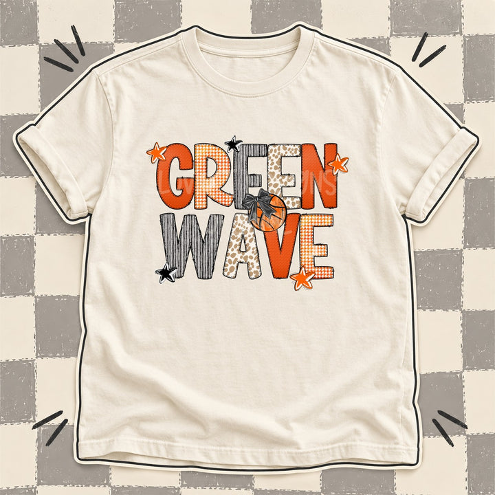 Green Wave Mixed Doodle Basketball Mascots – Hoops Houndstooth DTF transfer mockup