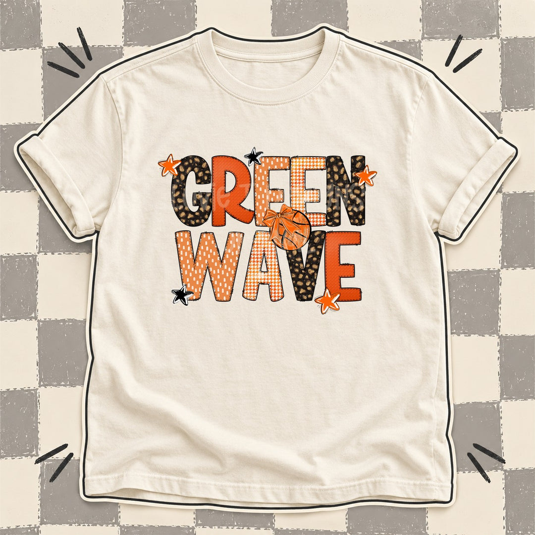 Green Wave Mixed Doodle Basketball Mascots – Leopard Court DTF transfer mockup