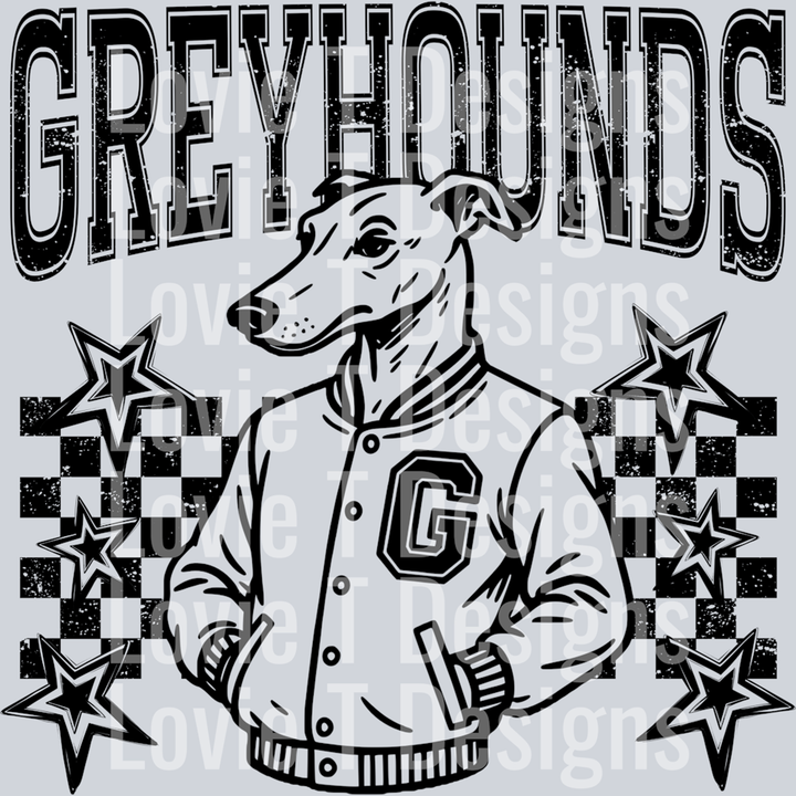 Greyhounds Checkered and Stars – DTF Transfer – product image