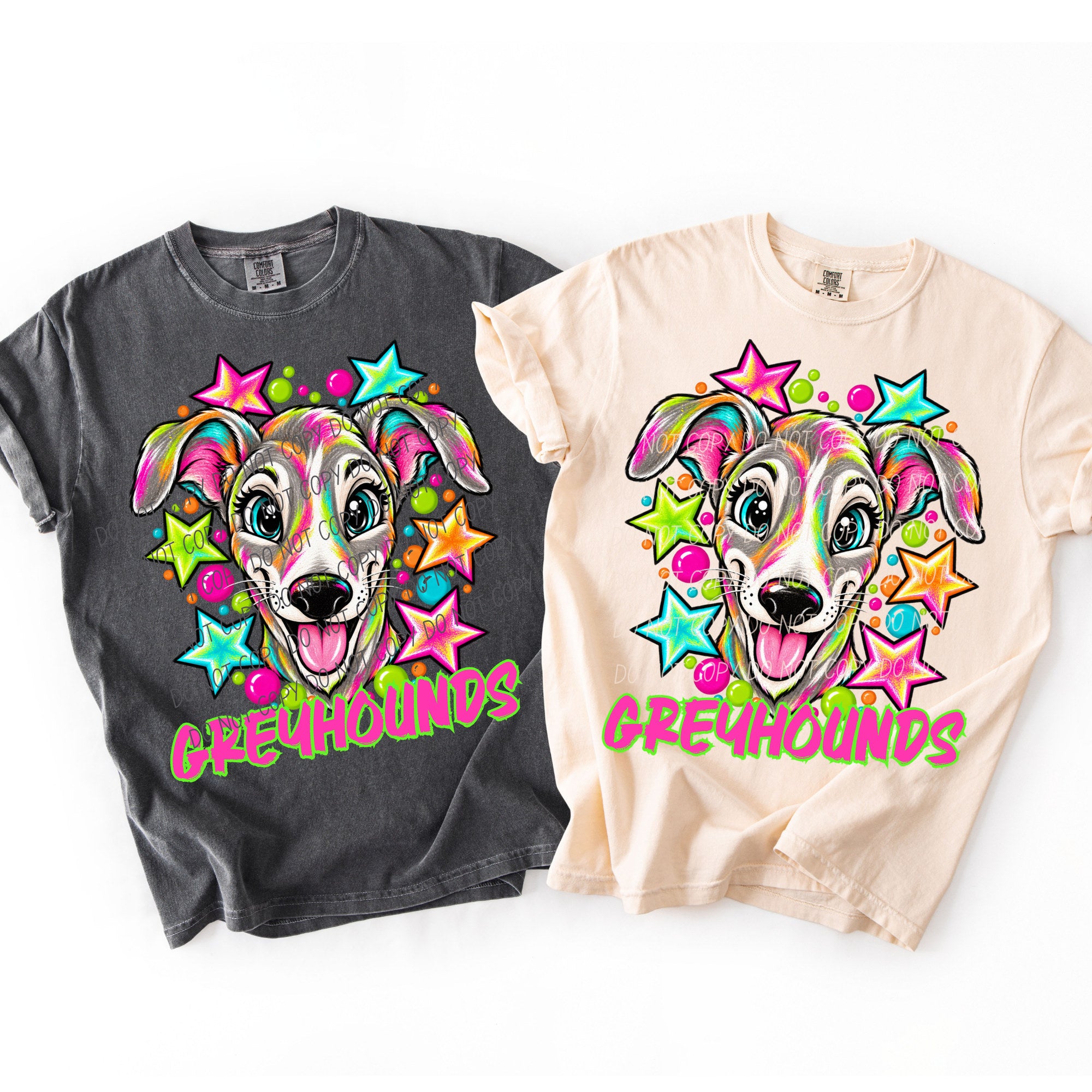 Neon Starstruck Mascots GREYHOUNDS design