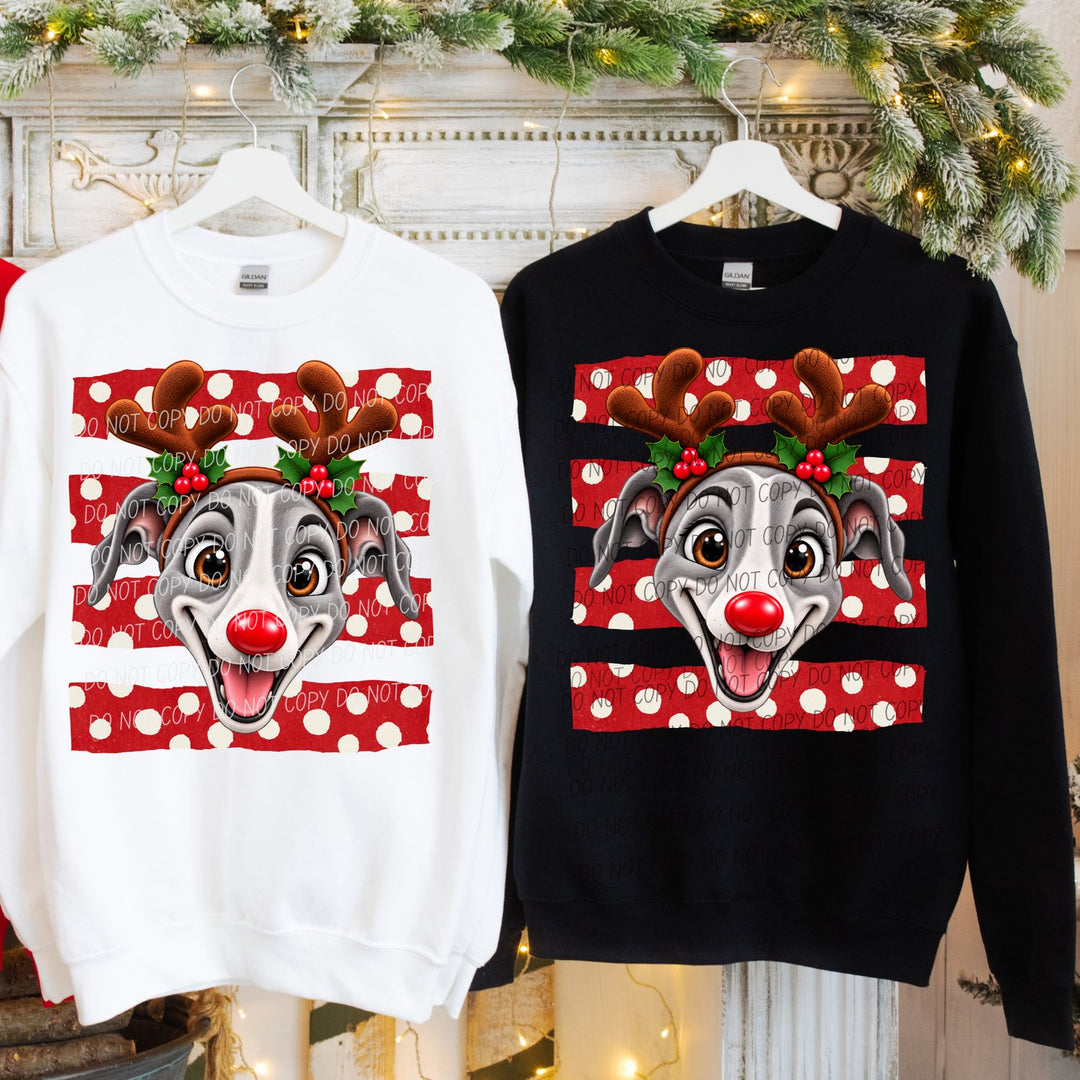 Greyhound Whippet Reindeer Spirit Mascots DTF transfer