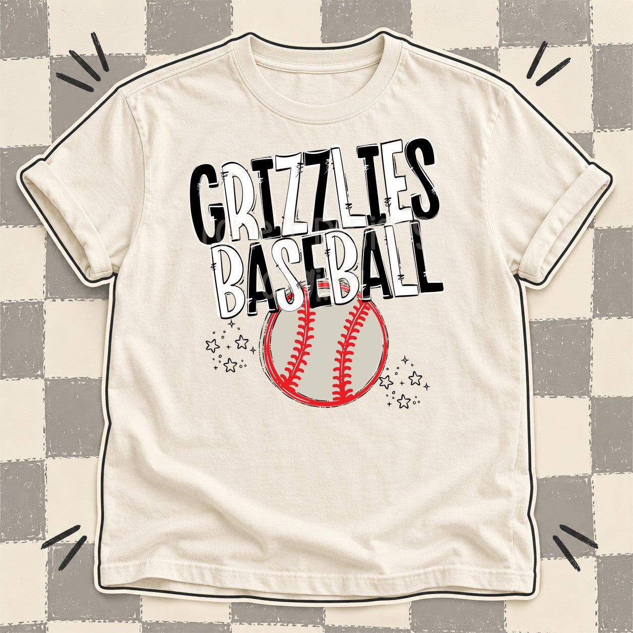 Team Go Baseball Mascots Grizzlies Black White design
