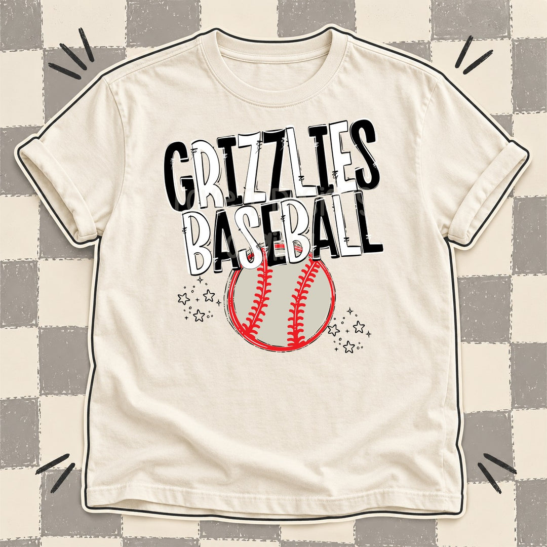 Grizzlies Black White Team Go Baseball Mascots DTF transfer mockup