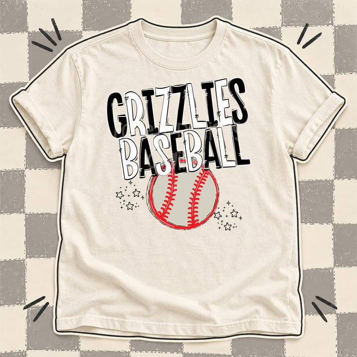 Grizzlies Black White Team Go Baseball Mascots DTF transfer mockup