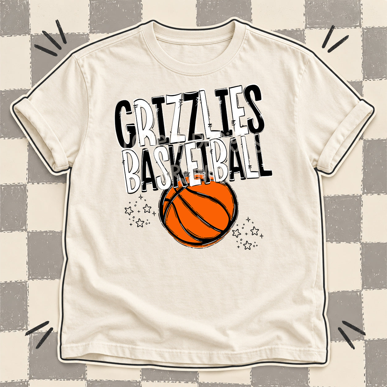 Team Go Basketball Mascots Grizzlies Black White design