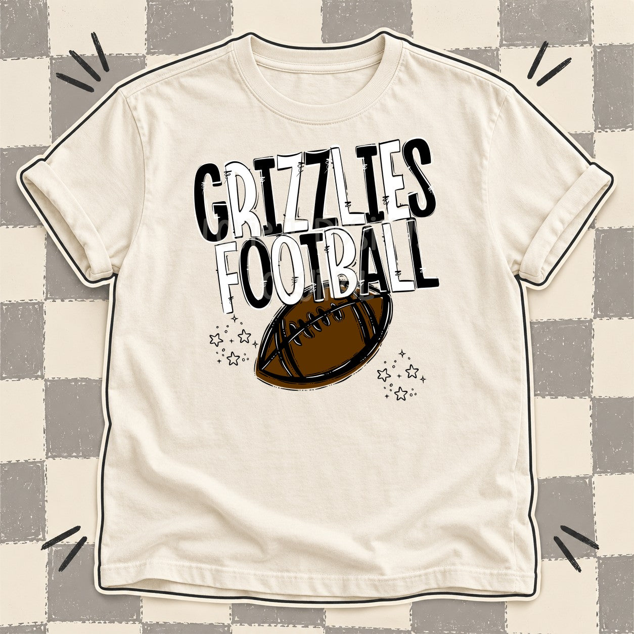 Team Go Football Mascots Grizzlies Black White design