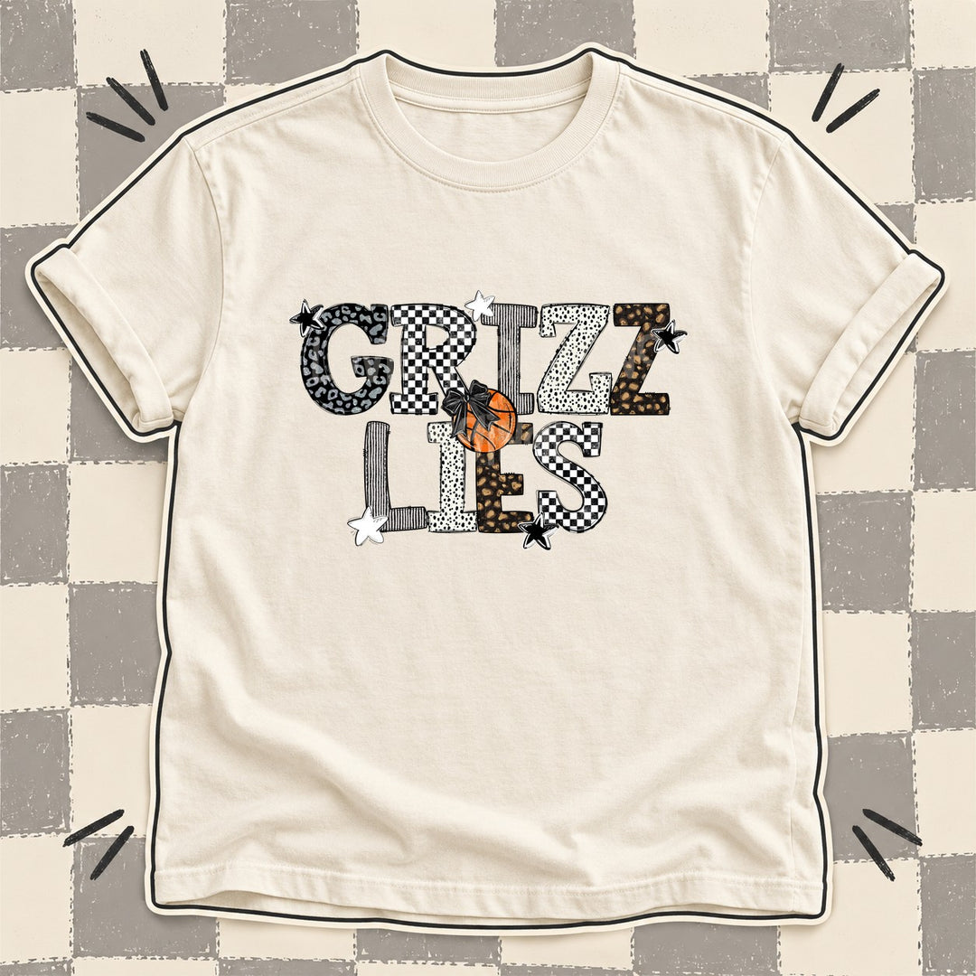 Grizzlies Black White Gray Mixed Doodle Basketball Mascots – Mascot Colors DTF transfer mockup
