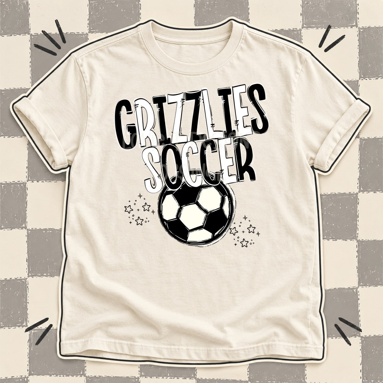 Team Go Soccer Mascots Grizzlies Black White design