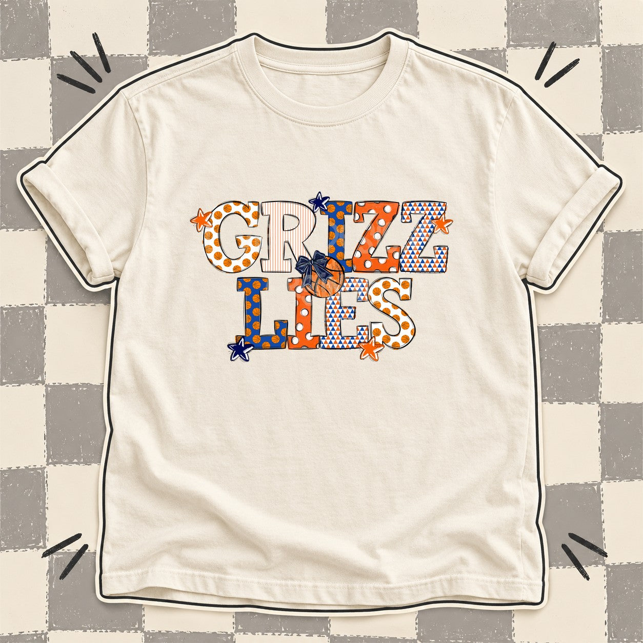 Mixed Doodle Basketball Mascots – Court Classic Grizzlies design