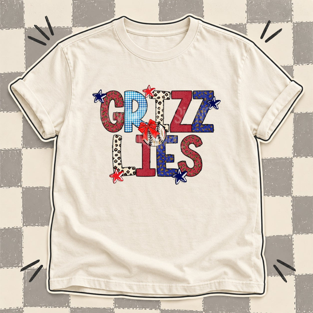 Grizzlies Mixed Doodle Baseball Mascots – Leopard Red Navy DTF transfer mockup