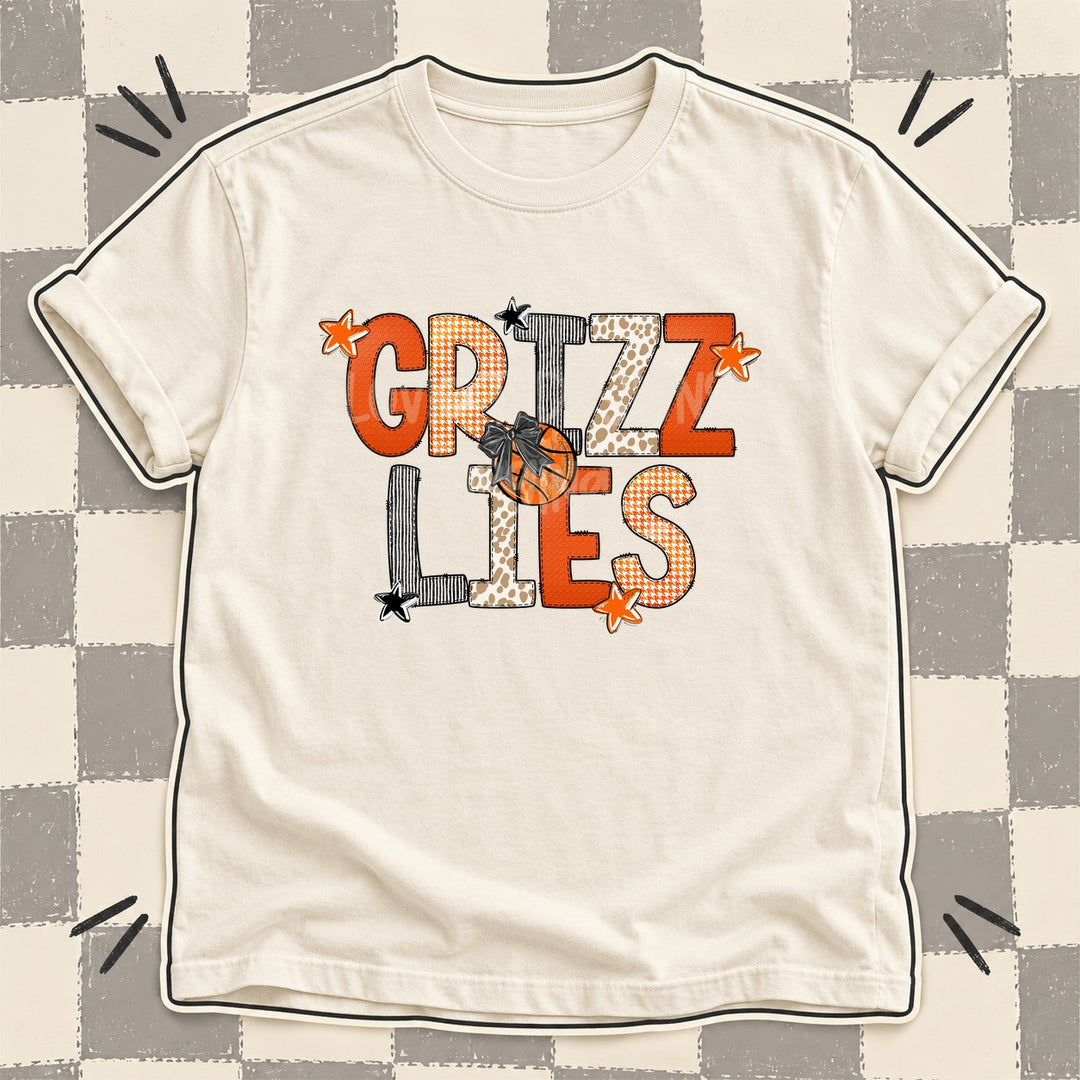 Grizzlies Mixed Doodle Basketball Mascots – Hoops Houndstooth DTF transfer mockup
