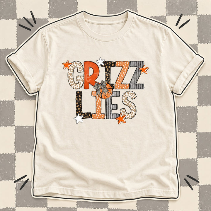 Grizzlies Mixed Doodle Basketball Mascots – Orange and Brown DTF transfer mockup
