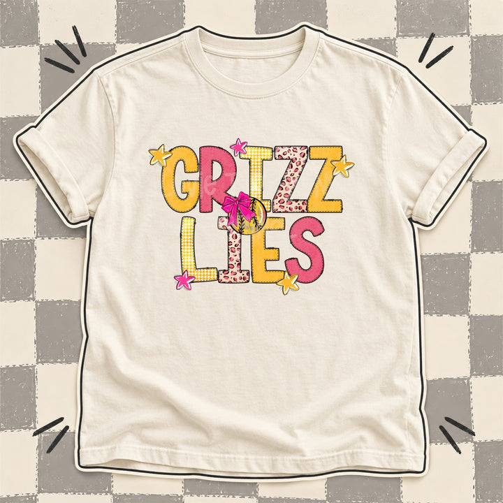 Grizzlies Mixed Doodle Softball Mascots – Stitched Softball DTF transfer mockup