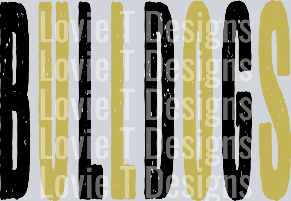 GRUNGE MASCOT BULLDOGS BLACK AND VEGAS GOLD