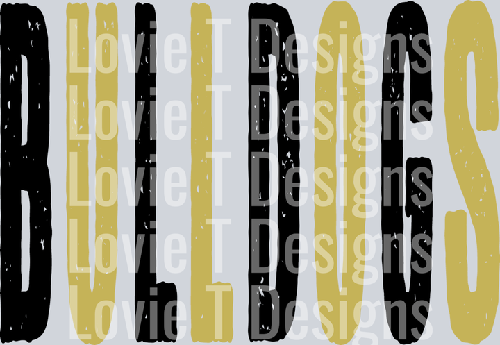 GRUNGE MASCOT BULLDOGS BLACK AND VEGAS GOLD