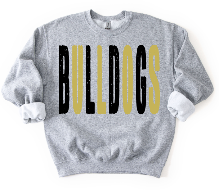 GRUNGE MASCOT BULLDOGS BLACK AND VEGAS GOLD