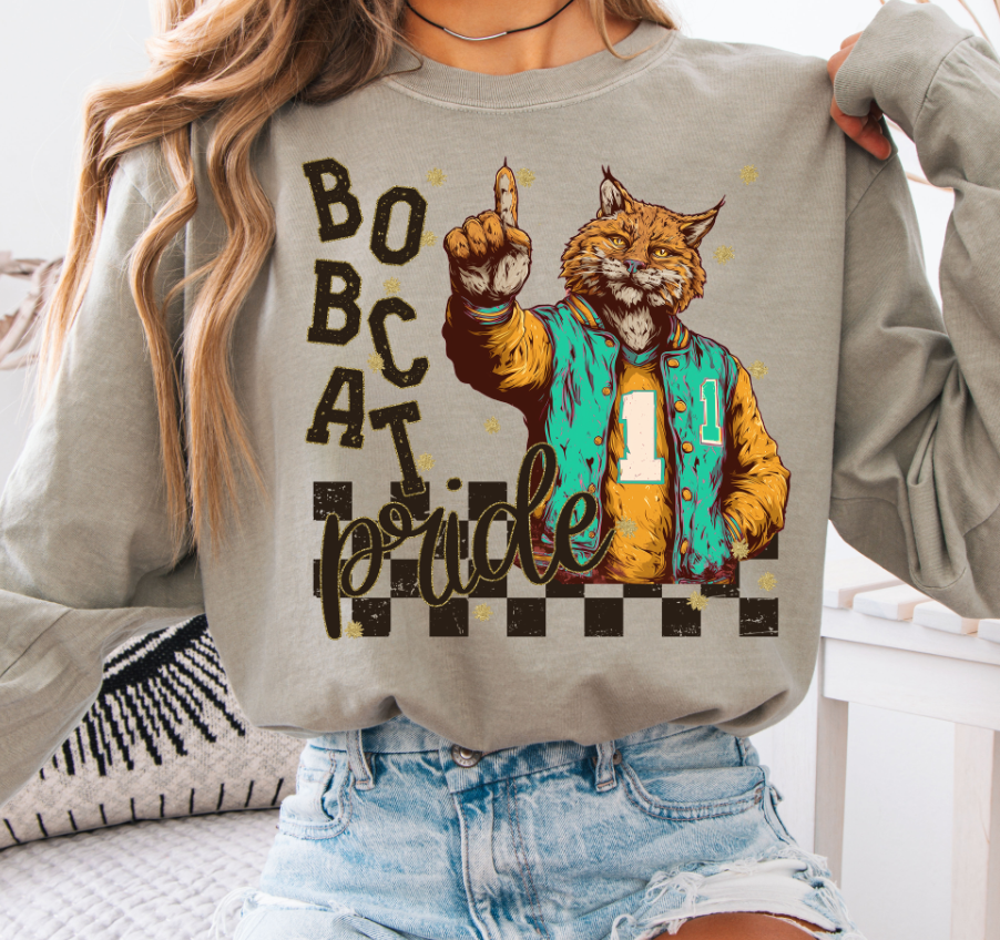 Grunge Mascots Bobcat Pride DTF transfer design – image 1