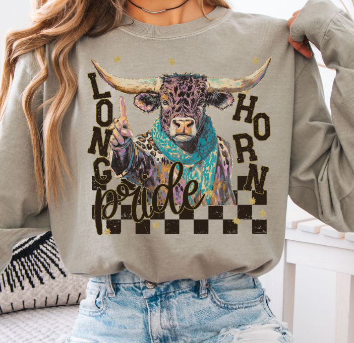 Grunge Mascots Longhorn DTF transfer design – image 1