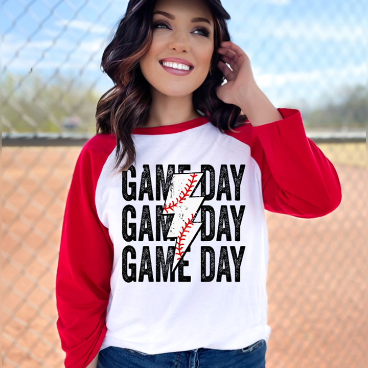 Game Day Baseball Stacked Distressed Bolt – DTF Transfer – product image