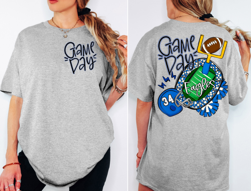 Game Day Pocket Lettering Blue DTF transfer design – image 1