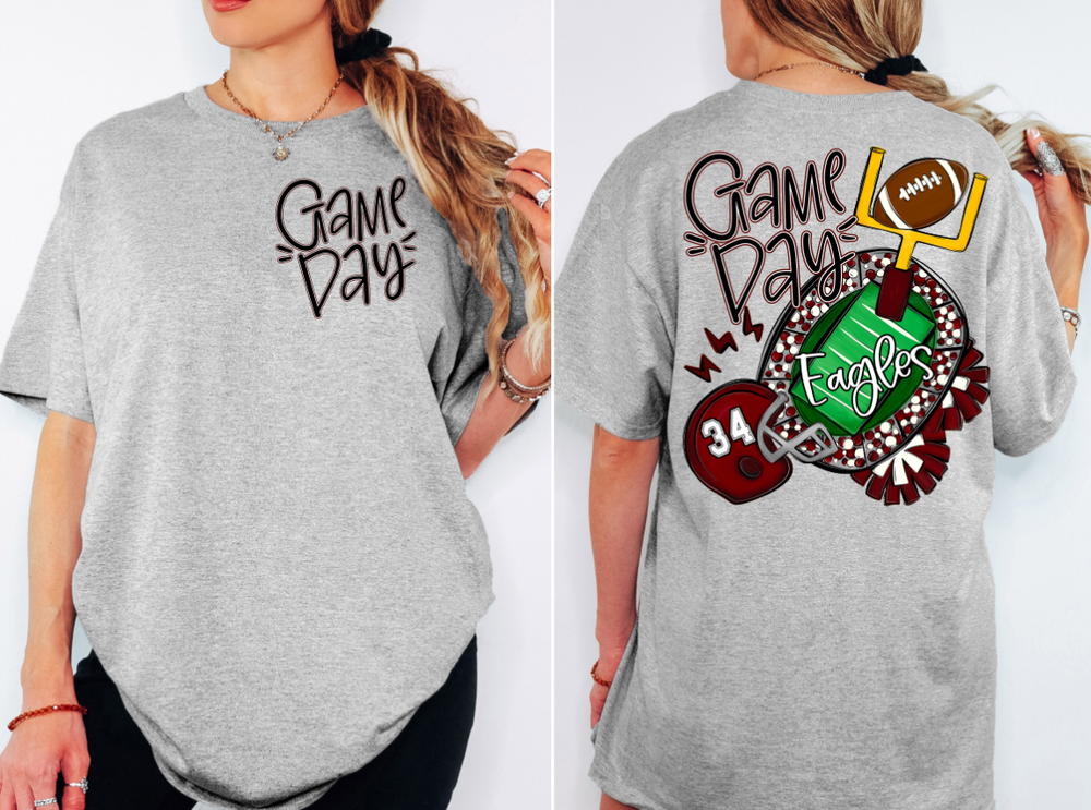 Game Day Pocket Lettering Maroon DTF transfer design – image 1
