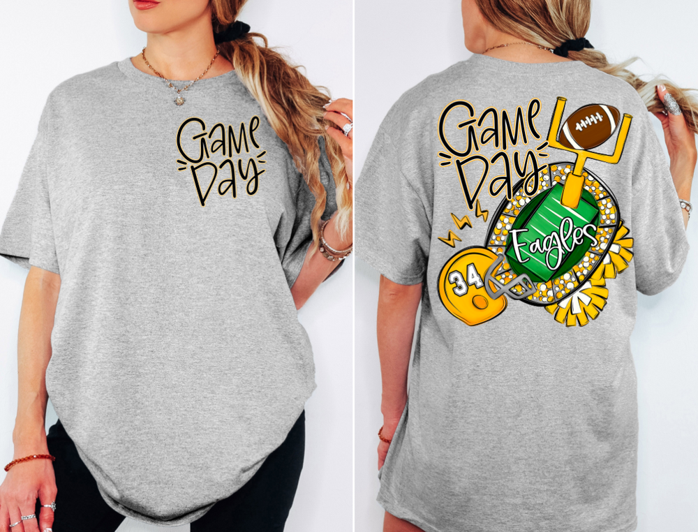 Game Day Pocket Lettering Yellow DTF transfer design – image 1