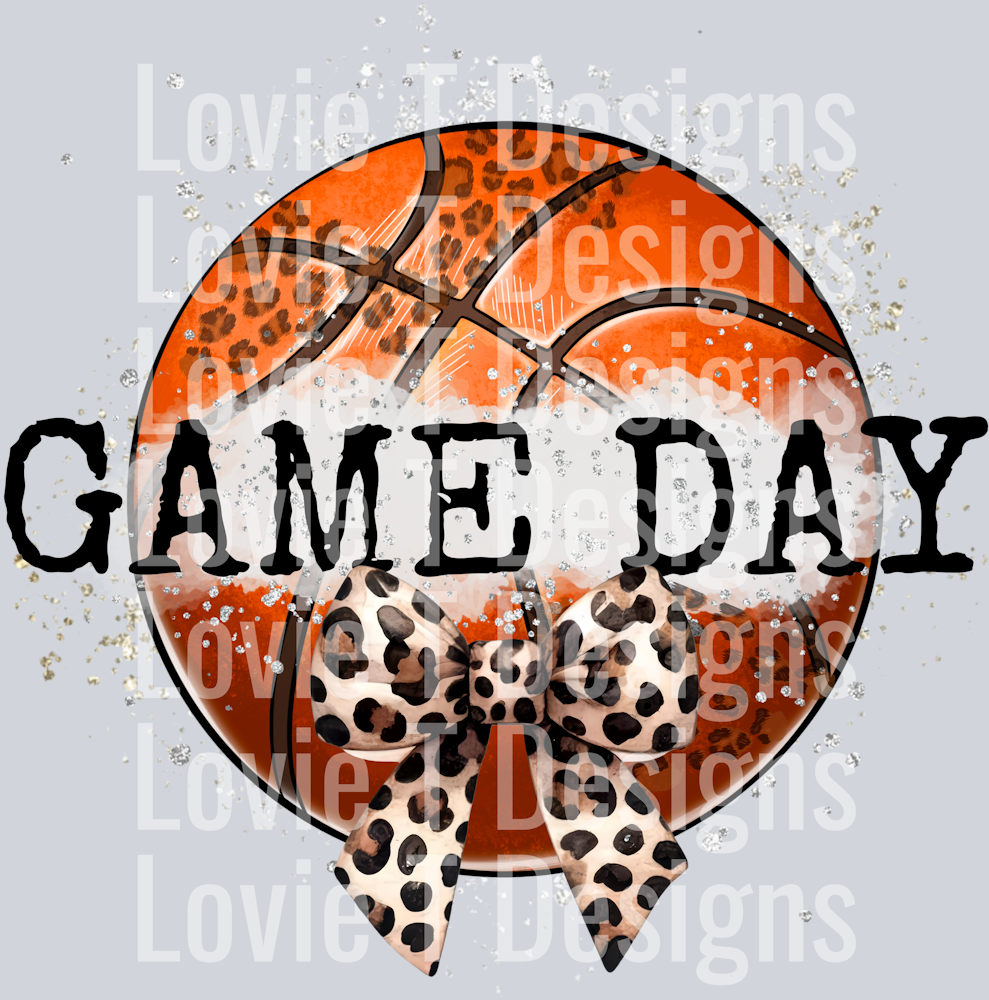 Game Day leopard print sparkle basketball with bow