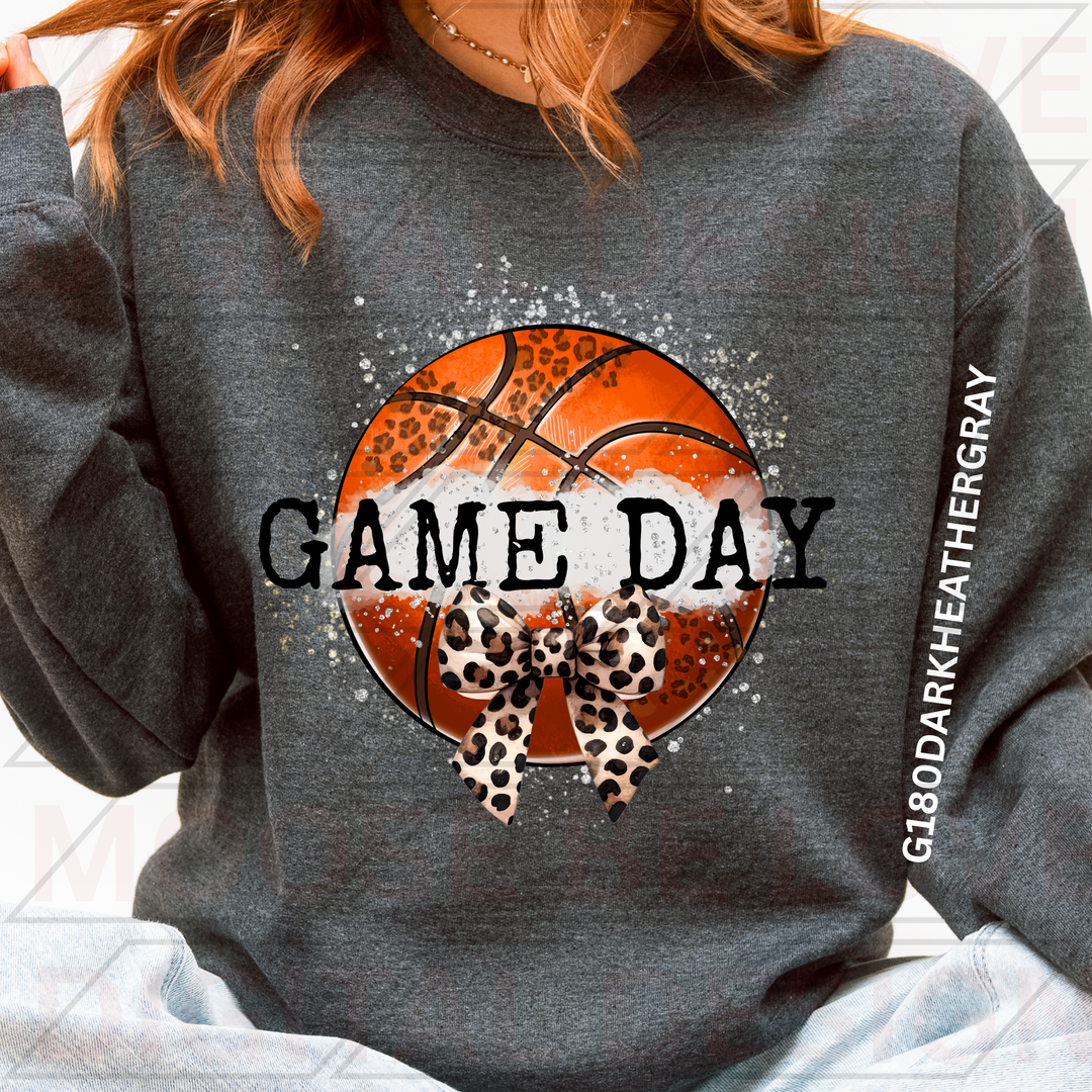 GAME DAY LEOPARD PRINT SPARKLE BASKETBALL WITH BOW