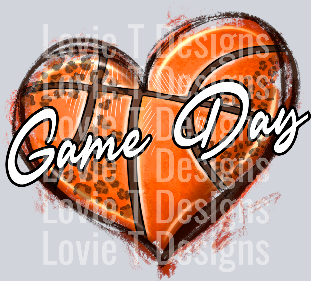Game Day varsity signature basketball heart leopard print