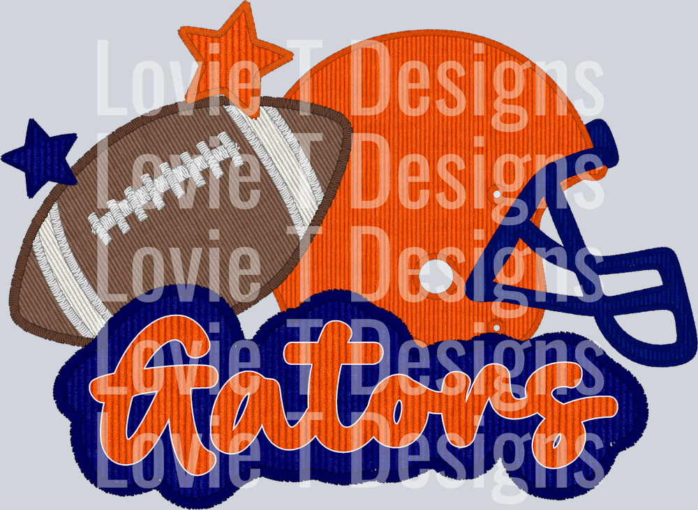 Gators Helmet and Football Faux Applique