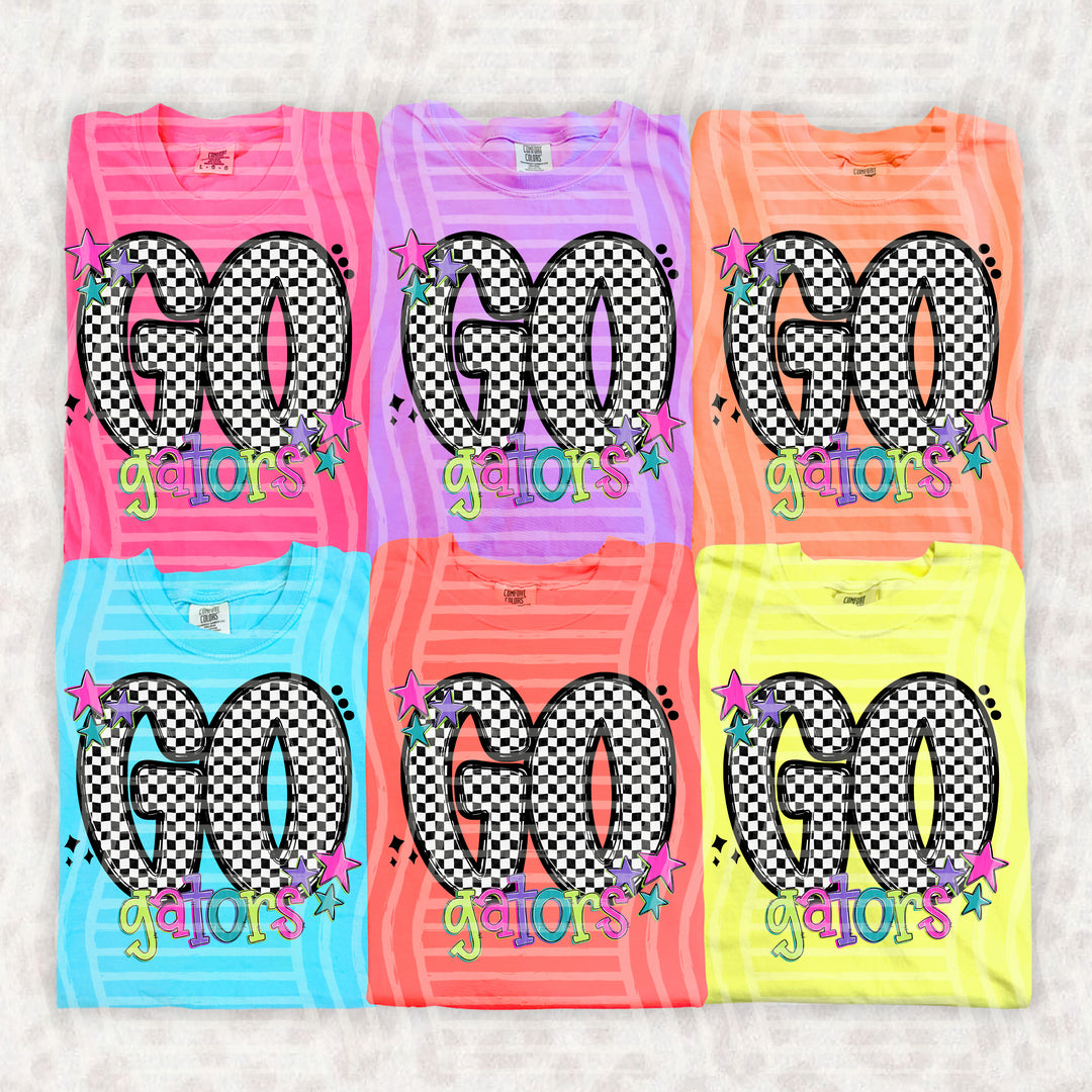 Gators Go Checker Neons mascot DTF transfer