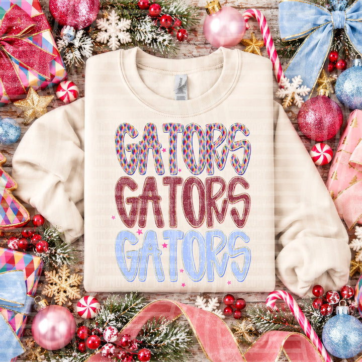 Gators Jingle Jumble Stacked Mascots DTF transfer