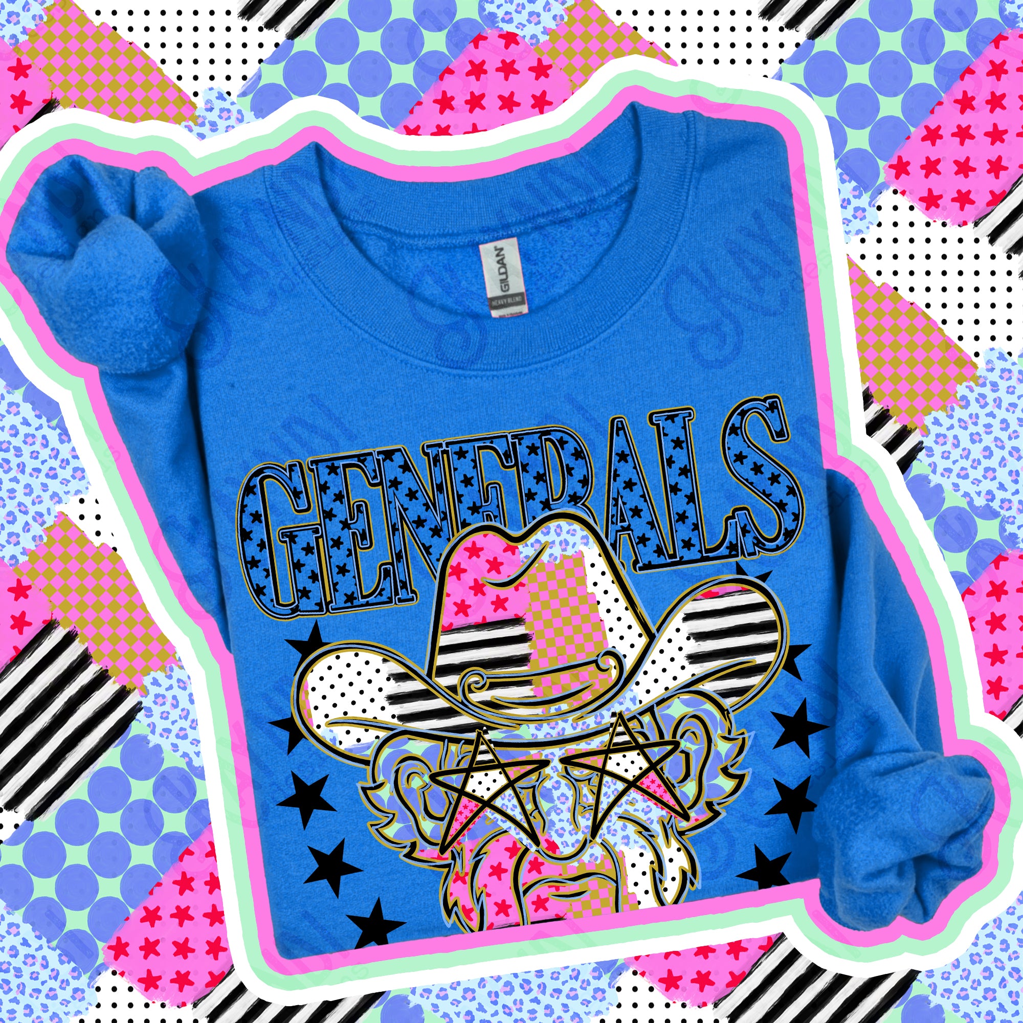 Patchwork Varsity Stars Mascots Generals design