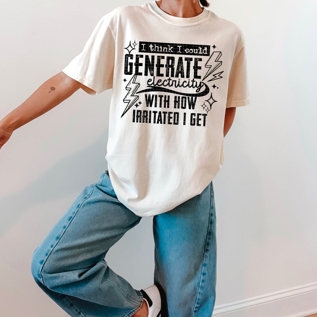 Generate Electricity Single Color Black DTF transfer design – image 1