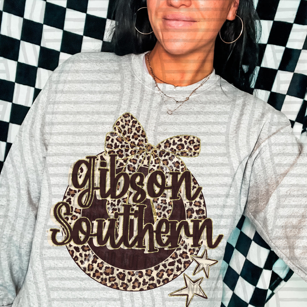 Gibson Southern Leopard Round mascot DTF transfer