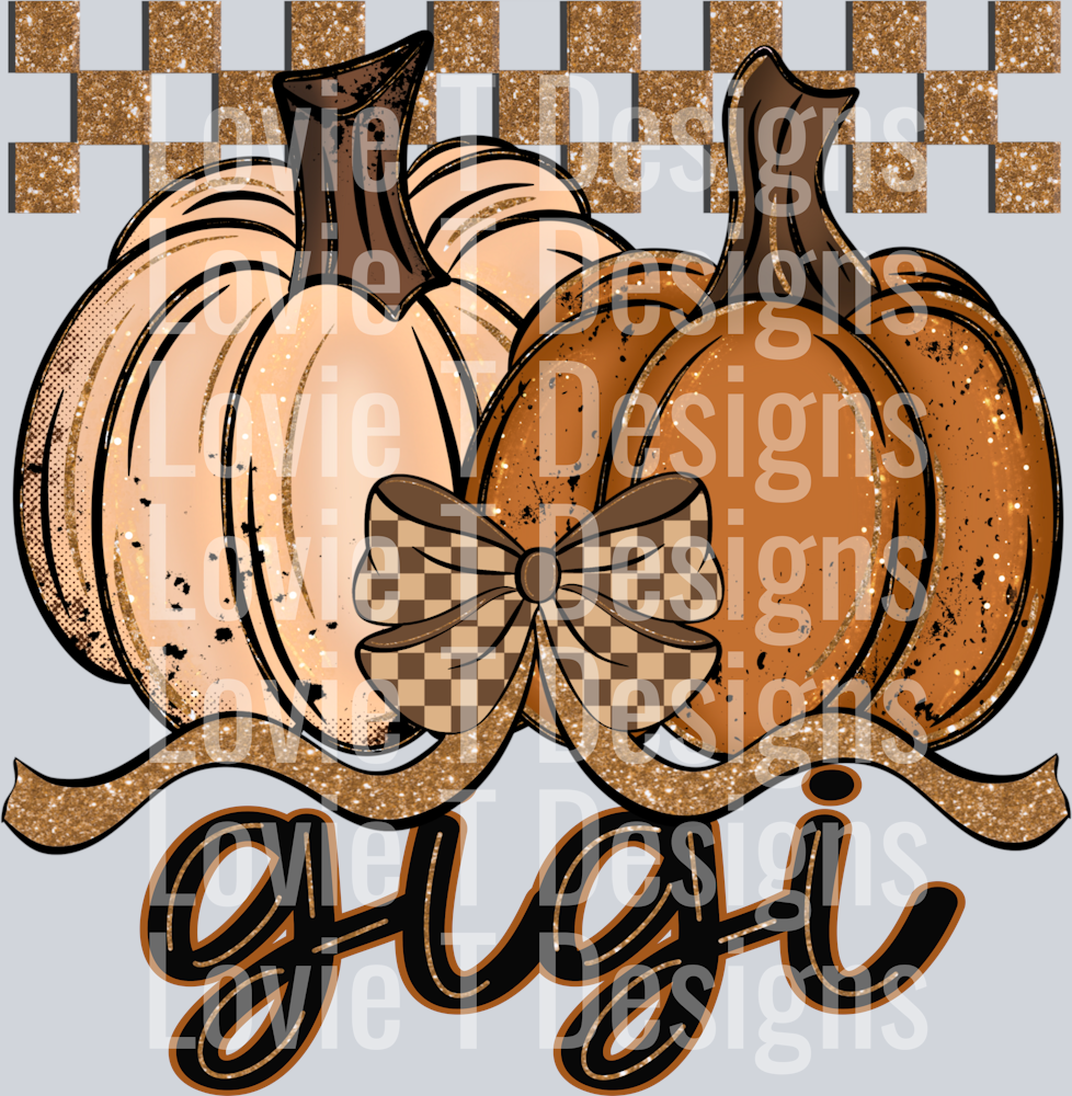 Gigi Fall Checkered Glitter Pumpkin