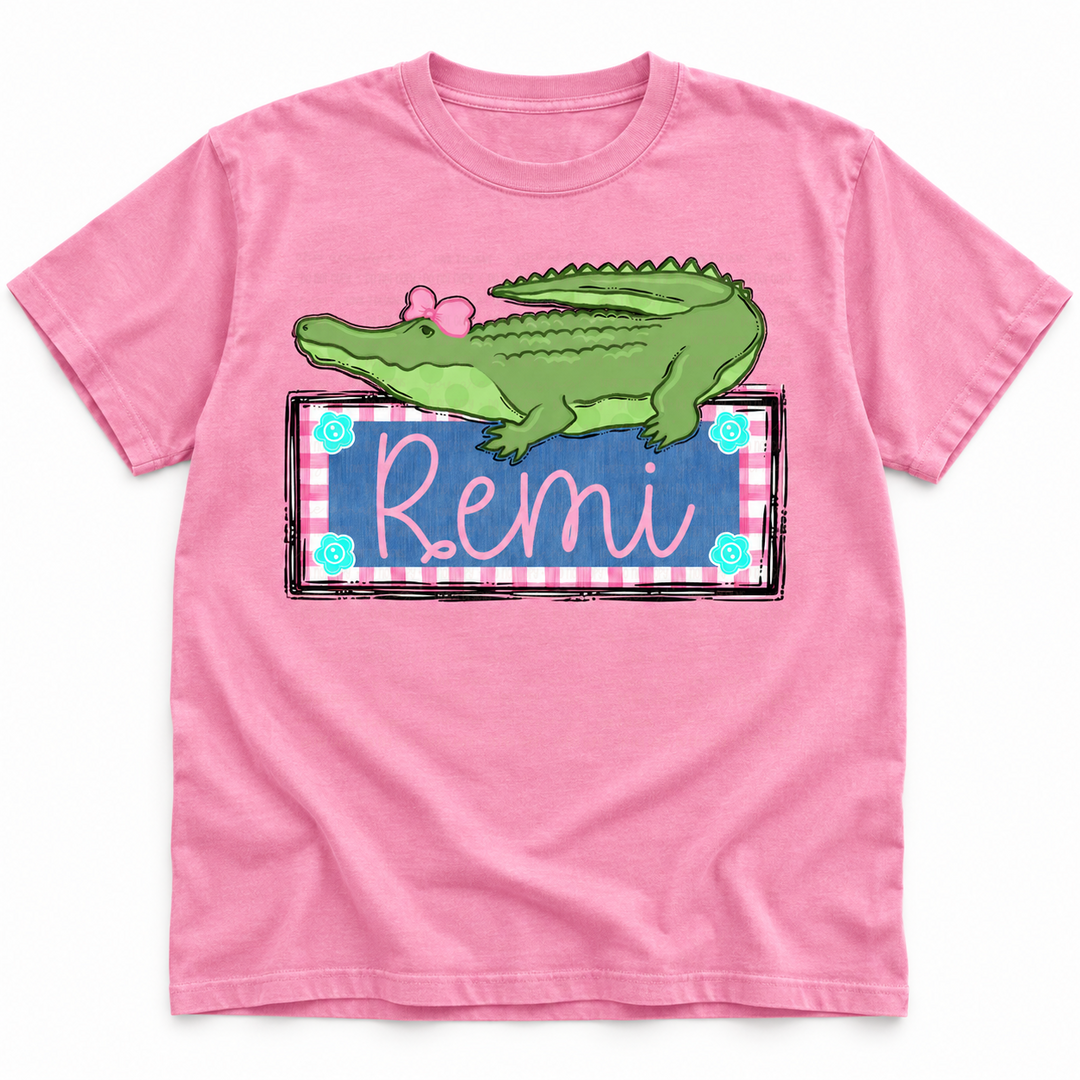 Girl Gator Name customizable DTF transfer mockup