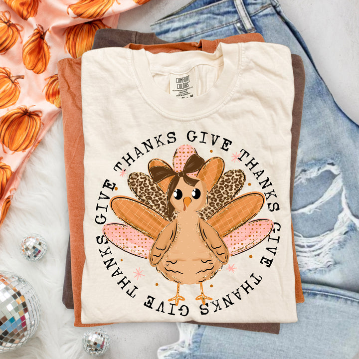 Give Thanks Turkey Circle DTF transfer – mockup