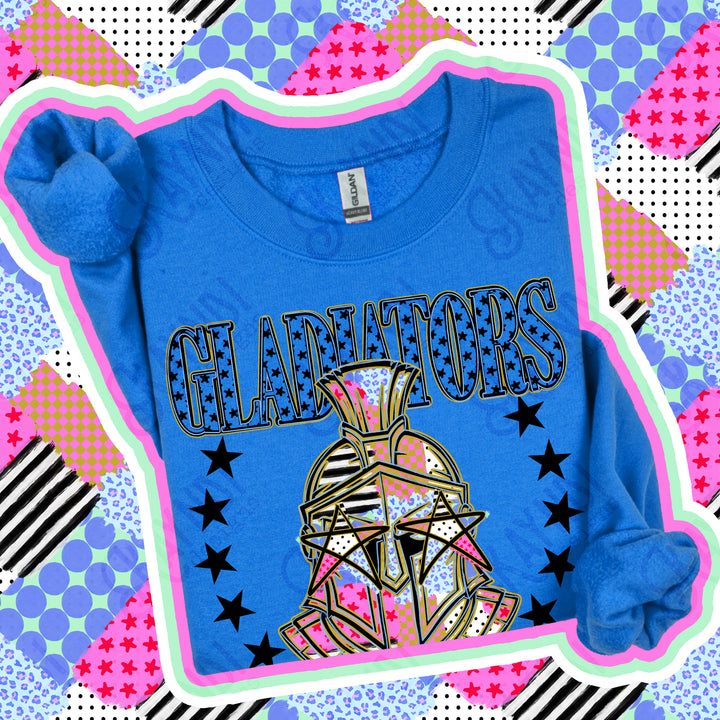 Gladiators Patchwork Varsity Stars mascot DTF transfer