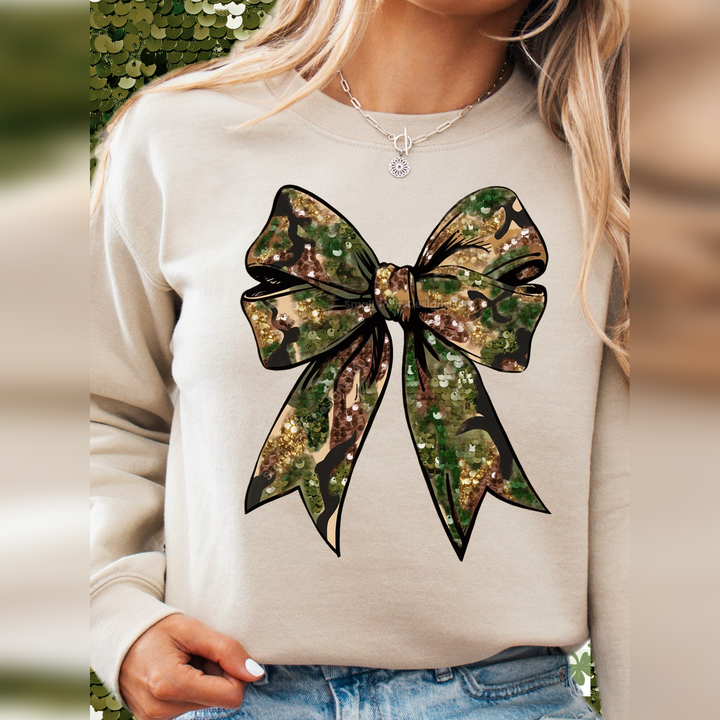 Glitter Camo Bow – DTF Transfer – product image