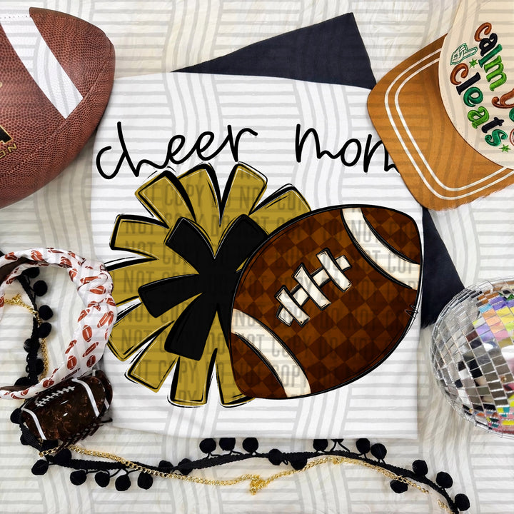 Cheer Mom DTF transfer in Gold & Black