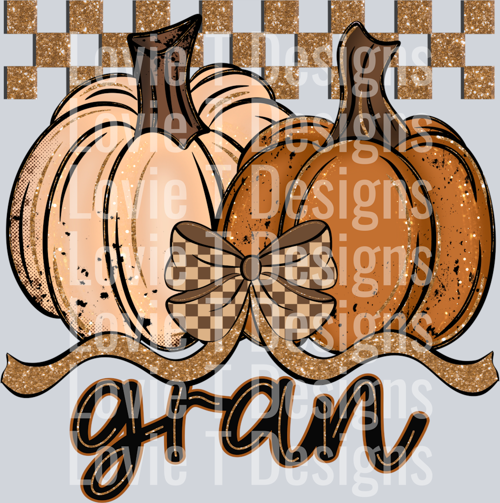 Gran Fall Checkered Glitter Pumpkin